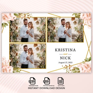 Photobooth Template Wedding Bridal Shower Sweet 16 Floral Anniversary Photo Booth Template 4x6 Photobooth Template