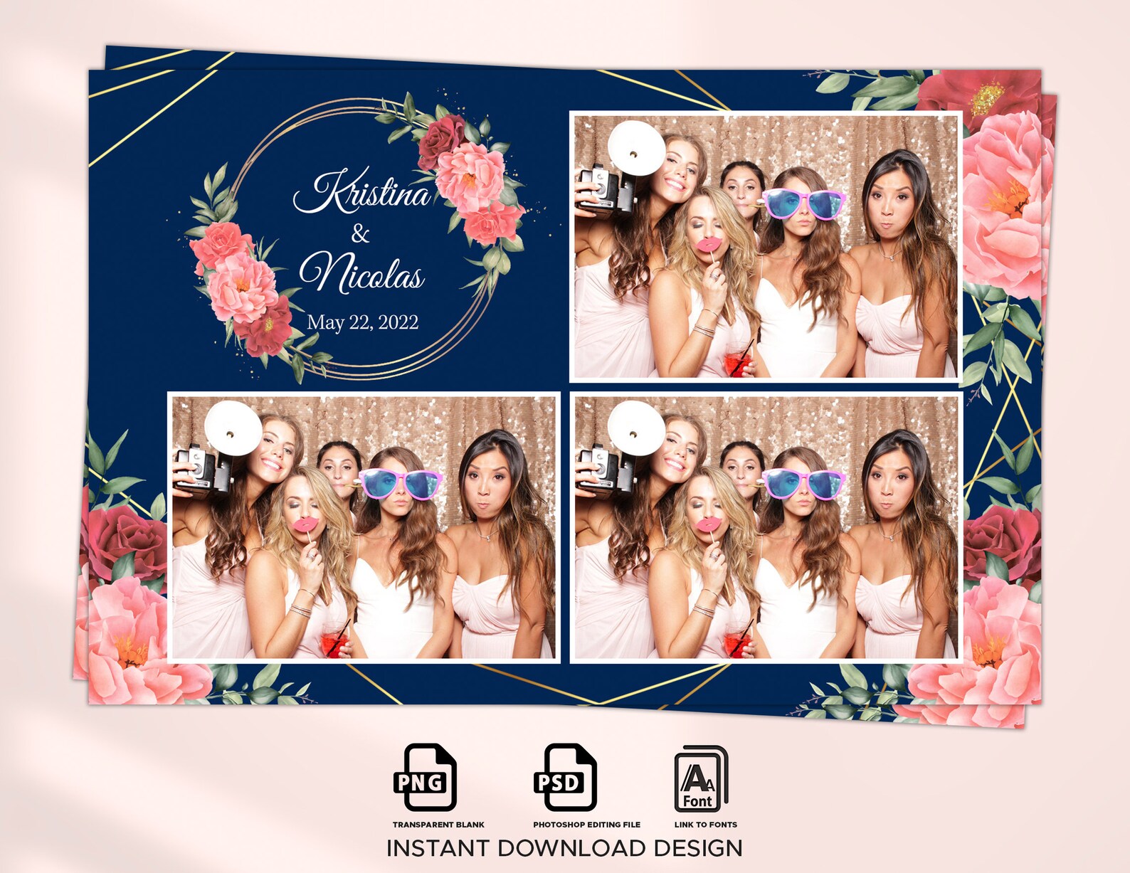 Wedding Photo Booth Template Flowers Photo Booth Template Etsy