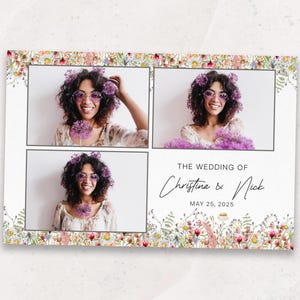 Wedding Photo booth Template | Wildflower PhotoBooth Template | Photo Booth Overlay | 4x6 | Bridal Showers | PNG, PSD Instant Download