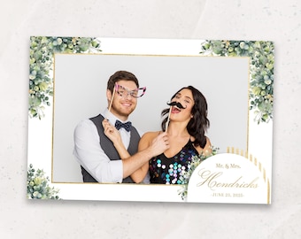 Plantilla de fotomatón / Elegante plantilla de fotomatón para boda con vegetación / Superposición de fotomatón para boda de 4x6 / Boda floral moderna