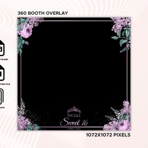 Sweet 16 360-båsöverlägg: Mall för digital fest 360-fotobås