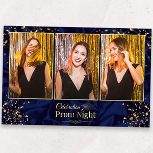 Prom Photobooth Template | Navy Blue & Gold Elegant Party Overlay | Grad Photo Booth Template | Photo Booth Overlay | 4x6 Mirror Photo Booth