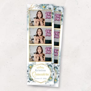 Photobooth Template | Quinceanera Photo Booth Template | Sweet 16 Photo Booth Overlay | Quinceañera | 2x6 Birthday Photo Booth template