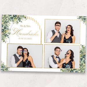 Photobooth Template | Elegant Greenery Wedding Photo Booth Template | 4x6 Wedding Photo Booth Overlay | Modern Floral Wedding
