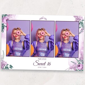Photo Booth Template | Sweet 16 PhotoBooth Template | Quinceanera Photo Booth Overlay | Birthday | 4x6 Mirror Photobooth Overlay