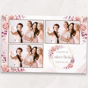 Wedding Photobooth Template | Romantic Blush Pink Wedding Photo Booth Template | Flowers | 4x6 | Photo Booth Overlay | Bridal Shower