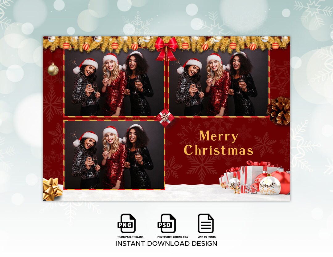 Christmas Photo Booth Template, Holiday Photo Booth Template, Photo