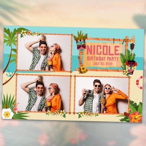 Luau photobooth template, Hawaiian Luau Party, Aloha Party, Photo Booth Template, Tiki Bar Birthday Theme, 4x6 Template