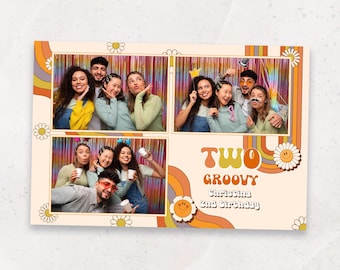 Plantilla de fotomatón de cumpleaños genial / Plantilla de fotomatón genial / Plantilla de fotomatón para fiesta de los 70 / Plantillas para fiesta hippie Daisy de 4x6