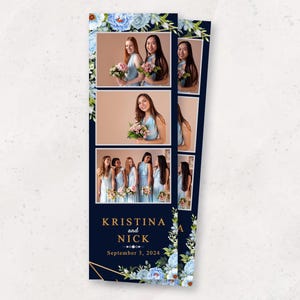 Photobooth Template | Elegant Wedding Photobooth Template | 2x6 Photo Booth Overlay | Delicate Blue Flowers Photobooth Template