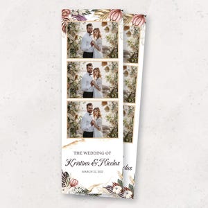 Wedding Photobooth Template | Boho Wedding Photo Booth Overlay | 2x6 Strip | Rustic Floral Wedding Photobooth Template