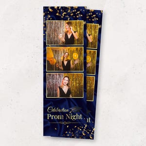 Prom Photobooth Template | Navy Blue and Gold Elegant Party Overlay | Grad Photo Booth Template | Photo Booth Overlay | 2x6 Strip