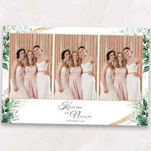 Wedding Photo booth Template | Elegant Greenery Wedding PhotoBooth Template | Gold Glitter | 4x6 Wedding Overlay