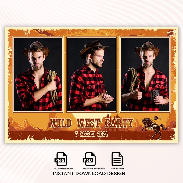 Wild West Photo Booth Template, Photo Booth Template, Western Photo Booth Template, Cowboy photobooth template, Wild West Party, 4x6 Mirror