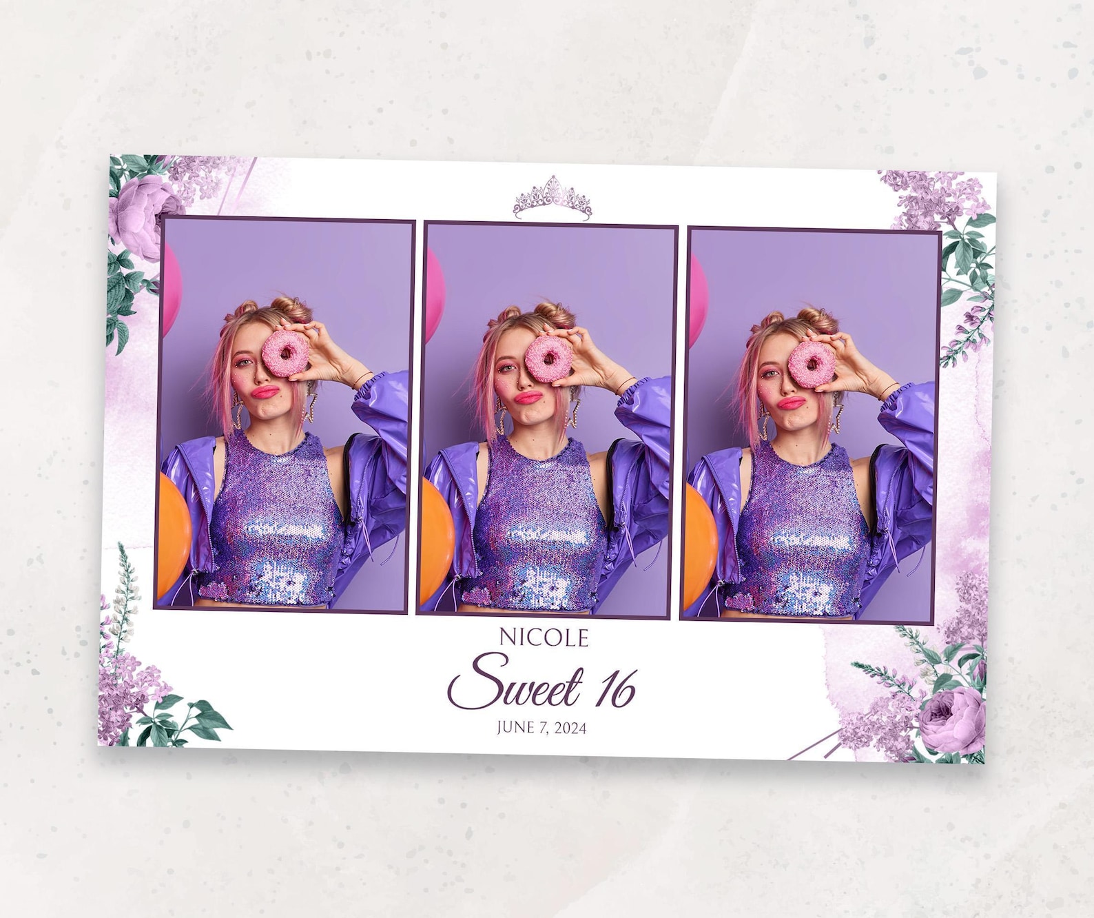 Photo Booth Topper Photo Booth Template | Sweet 16 Photobooth Template | Quinceanera Photo ...