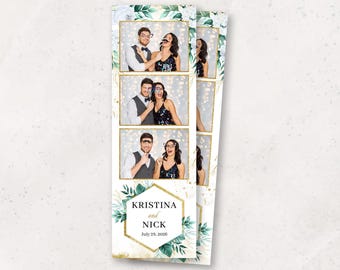 Modelo para cabine de fotos de casamento | Modelo elegante para cabine de fotos de aniversário | Sobreposição dourada e branca 2x6 | Chá de panela | Download instantâneo em PNG e PSD