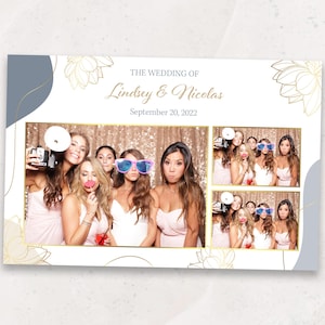 PhotoBooth Template | Modern Gold Floral Wedding Photo Booth Template | Photo Both Overlay | PNG, PSD Instant Download