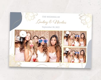 PhotoBooth Template | Modern Gold Floral Wedding Photo Booth Template | Photo Both Overlay | PNG, PSD Instant Download