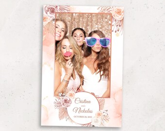 Wedding Photobooth Template | Rustic Boho Wedding Photo Booth Template | 4x6 Photobooth Overlay | Elegant Floral Wedding