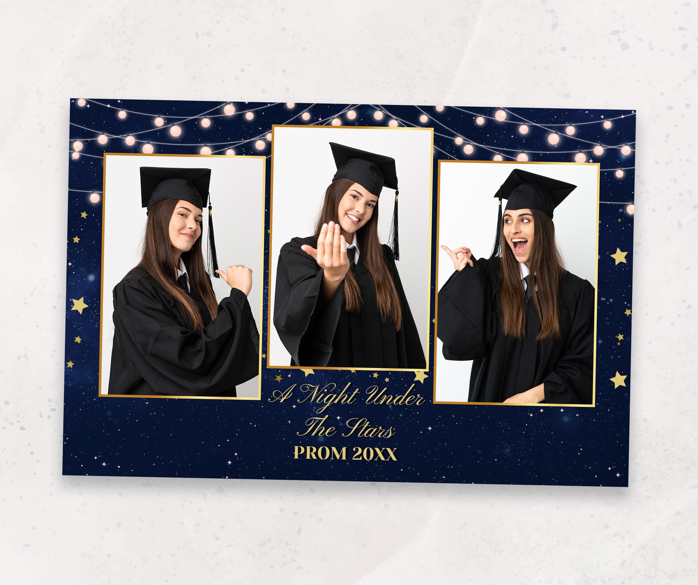 Photobooth Template | A Night Under The Stars 4x6 | Prom Night Photo Booth Template | Mirror Photo Booth Overlay | Navy Blue Night Sky