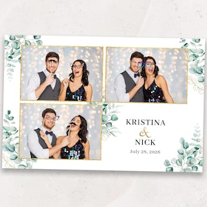 Modèle élégant de photomaton d&#39;eucalyptus | Modèle de photomaton de mariage | Superposition de photomaton 4 x 6 | PNG, PSD Téléchargement instantané