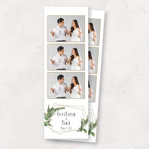 Photobooth Template | Minimal Greenery Wedding Photo Booth Template | 2x6 Photo Booth Template Overlay | White and Green