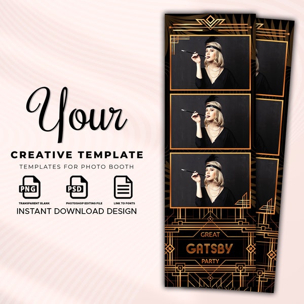 The Great Gatsby Photo booth Template, 1920's Photo booth Template, AtrDeco Photo booth Template, PhotoBooth, 2x6, Gatsby, ArtDeco, Party