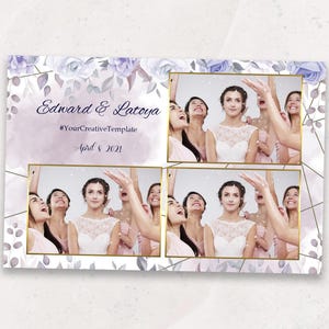 Wedding Photobooth Template | Lavender Silver Wedding Photo Booth Template | 4x6 Photo Booth Overlay | PNG, PSD Instant Download