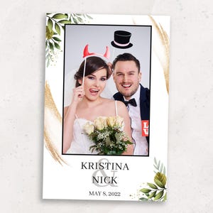 Modèle élégant et minimaliste de photomaton de mariage | Superposition de photomaton 4 x 6 | Modèle de mariage de verdure | PNG, PSD Téléchargement instantané