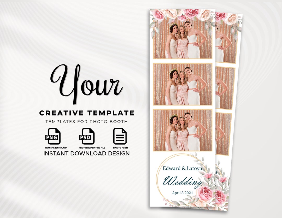Photobooth Templaet Wedding Bridal Shower Sweet 16 Floral - Etsy