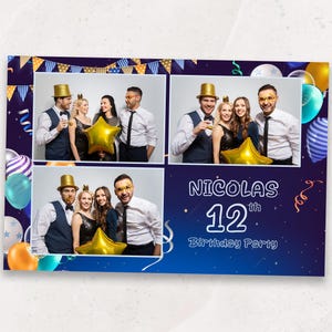 Birthday Photo Booth Template | Fun Balloons & Confetti Photobooth Overlay | Kids and Teens Birthday Photobooth | PNG PSD Instant Download