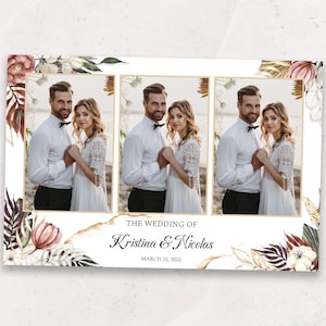 Wedding Photobooth Template | Boho Wedding Photo Booth Overlay | 4x6 | Rustic Floral Wedding Photobooth Template | PNG, PSD Instant Download