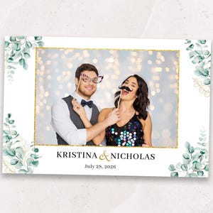 Modèle élégant de photomaton d&#39;eucalyptus | Modèle de photomaton de mariage | Superposition de photomaton 4 x 6 feuilles vertes | PNG, PSD Téléchargement instantané