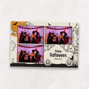 Halloween Photobooth Template | Spooky Party 4x6 Photo Booth Overlay | Vintage Halloween | Hand-Drawn | PNG PSD Instant Download