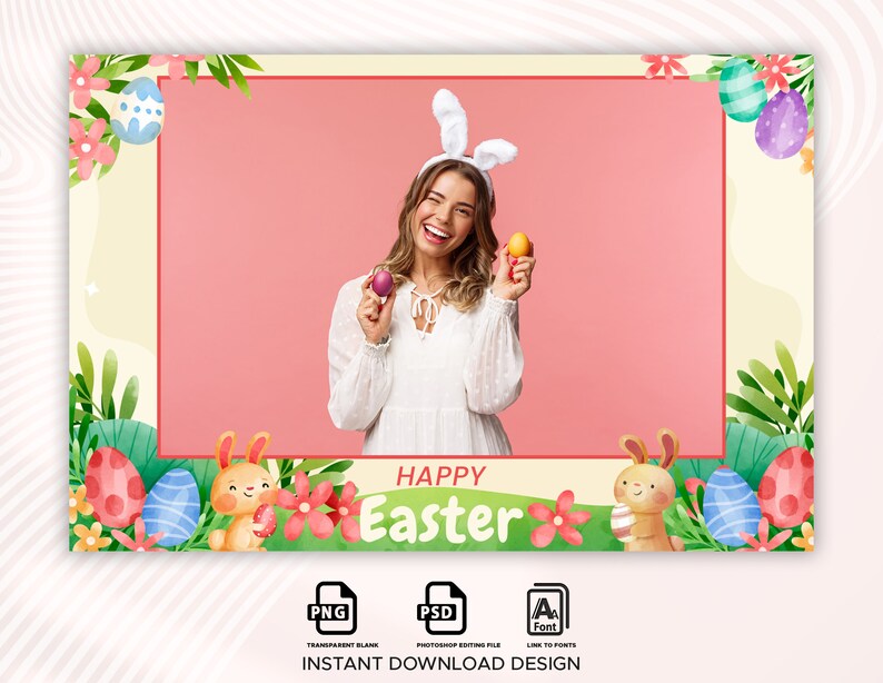 Easter Photo Booth Template Photo Booth Template Happy Easter Etsy