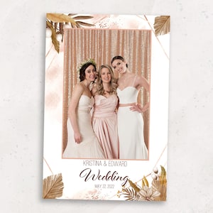 Wedding Photobooth Template | Boho Rustic Wedding Photo Booth Template | 4x6 Portrait | Photobooth Overlay | Elegant Floral Wedding Template