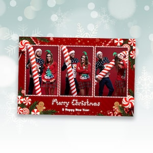 Photo Booth Template | Christmas Photobooth Template | 4x6 Mirror | Candy Cane | Red | Tree | Gingerbread | PNG, PSD Instant Download