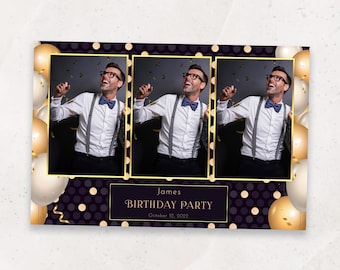 Birthday Photo Booth Template - 4x6 Mirror Photobooth Overlay Design