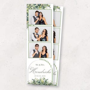Modèle Photobooth | Modèle de photomaton de mariage eucalyptus | Superposition de photomaton 2 x 6 | Mariage moderne élégant | PNG, PSD Téléchargement instantané