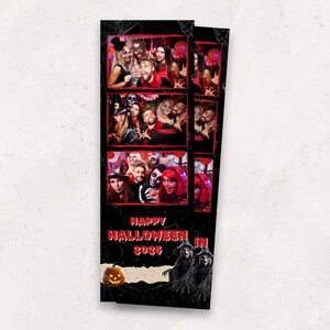 Halloween Photobooth Template | Spooky Party Photo Booth Overlay | 2x6 Strip | Creepy & Fun | PNG PSD Instant Download