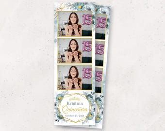 Photobooth Template | Quinceanera Photo Booth Template | Sweet 16 Photo Booth Overlay | Quinceañera | 2x6 Birthday Photo Booth template
