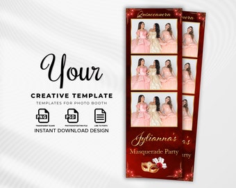 Photo Booth Template Quinceanera, Quinceanera Photo Booth Template, Photo Booth Template 2x6, Photo Booth Template, Quinceañera, photobooth