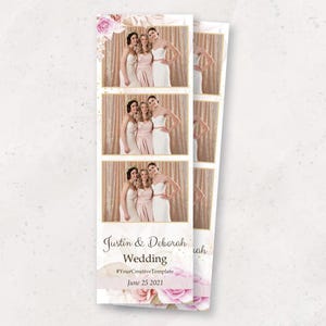 Photo booth Template | Wedding PhotoBooth Template | Blush Pink Floral Wedding Photo Booth Template | 2x6 Strip | Bridal Shower