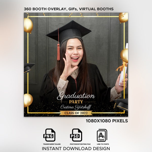 360 Booth Template Graduation Overlay Etsy