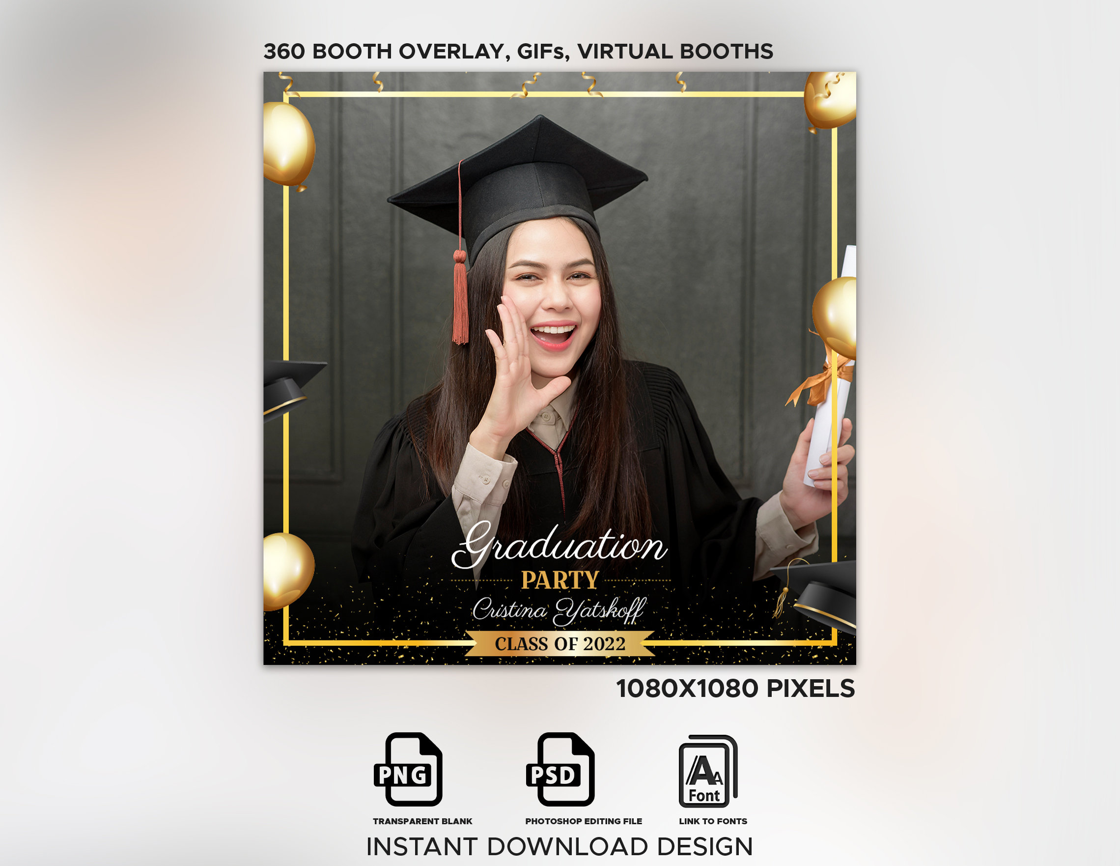 Graduation 360 Booth Overlay Class of 360 Booth Template 360 Etsy