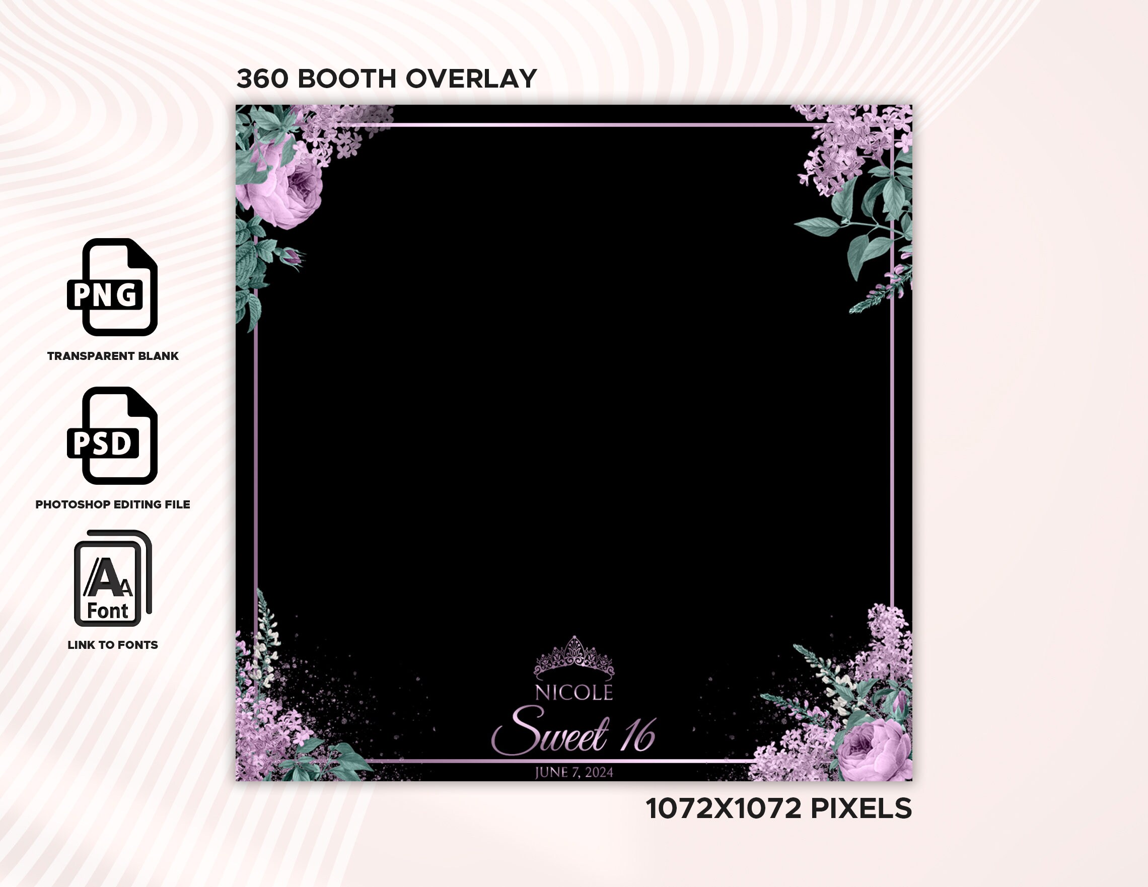 360 Booth Wedding Bridal Shower Photobooth Template Sweet 16 -  Portugal