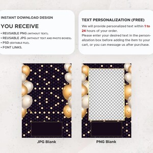 Black gold celebration photo booth template