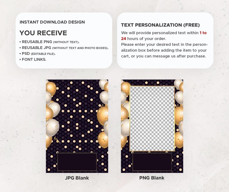 Black gold celebration photo booth template