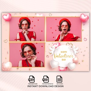 Modèle de photomaton coeurs Saint-Valentin, modèle de photomaton Saint-Valentin, modèle de photomaton coeurs 4 x 6, carte postale