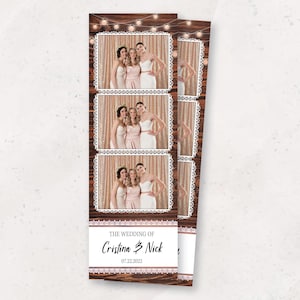 Wedding Photobooth Template | Rustic Wedding Photo Booth Template | Wood & Lace 2x6 Strip | Country Wedding Overlay | Barn Wedding
